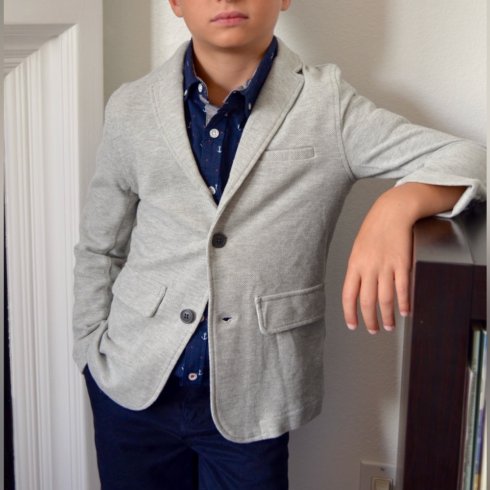 Boys (7-8 Y) Gray Light Summer Knit Blazer
